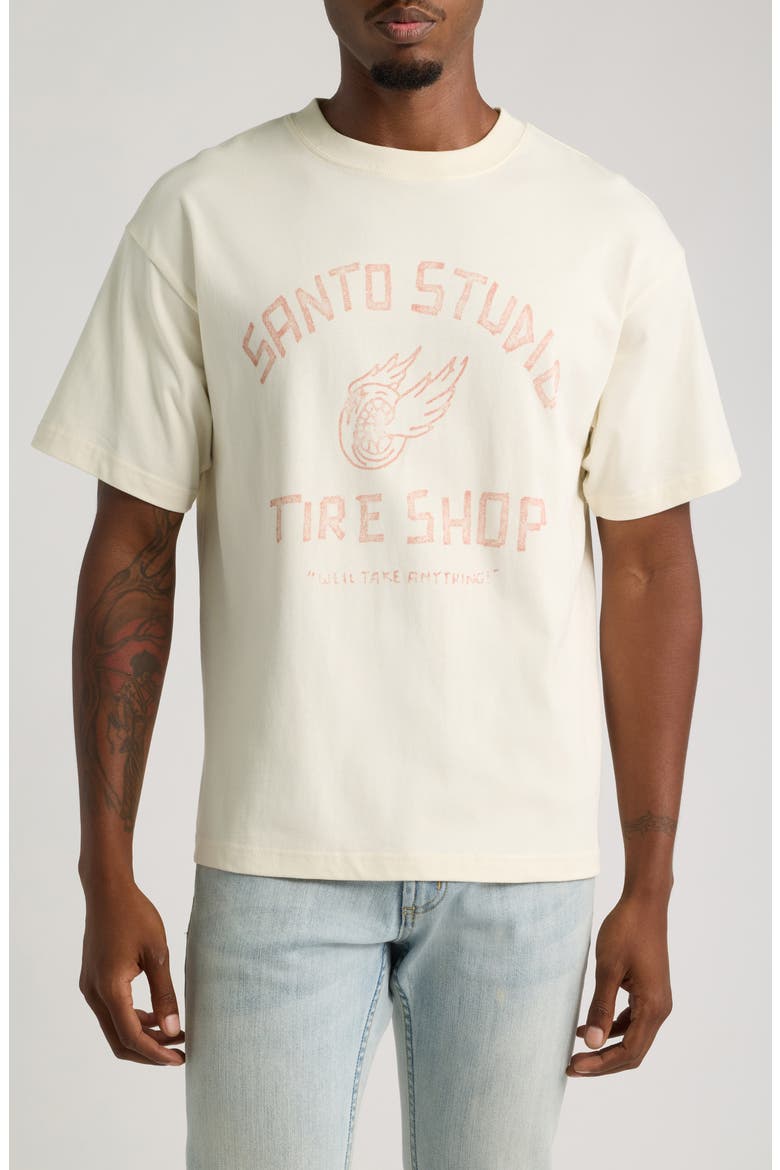 Tire Shop Graphic Cotton T-Shirt, Main, color, CREAM