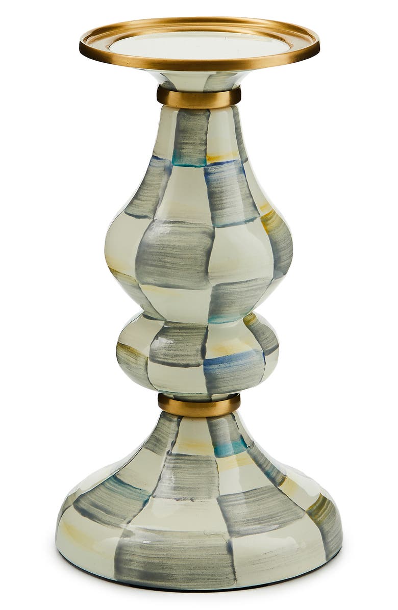 MACKENZIE CHILDS Sterling Check Medium Pillar Candleholder, Main, color,
