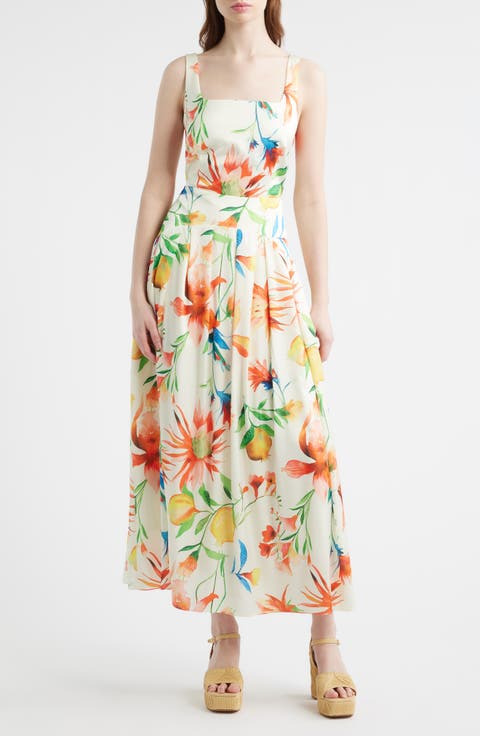 Juno Floral Print Midi Dress