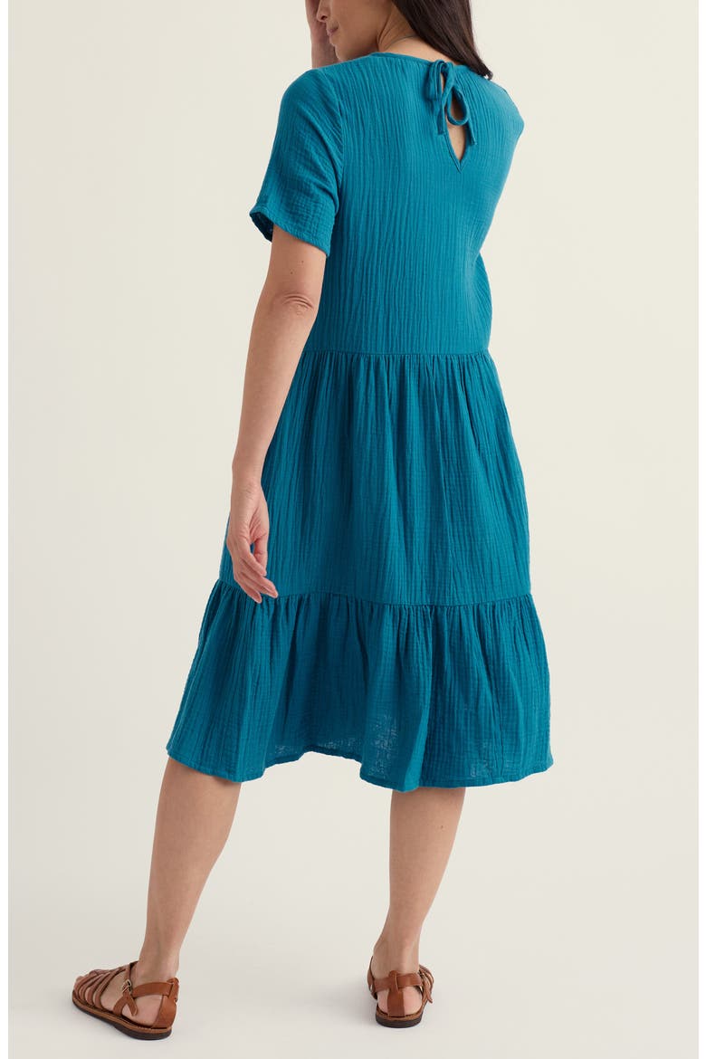 Pebble Comb Organic Cotton Double Gauze Dress, Alternate, color, WATERSCAPE