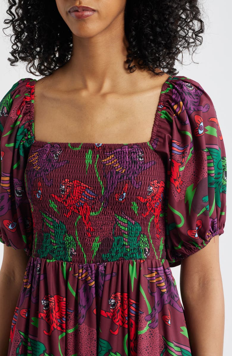 Dressed in Lala Summer Solstice Smock Bodice Tiered Dress, Alternate, color, Plum