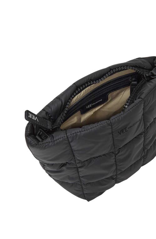 Veecollective Porter Water Resistant Quilted Recycled Nylon Clutch In Matte Black