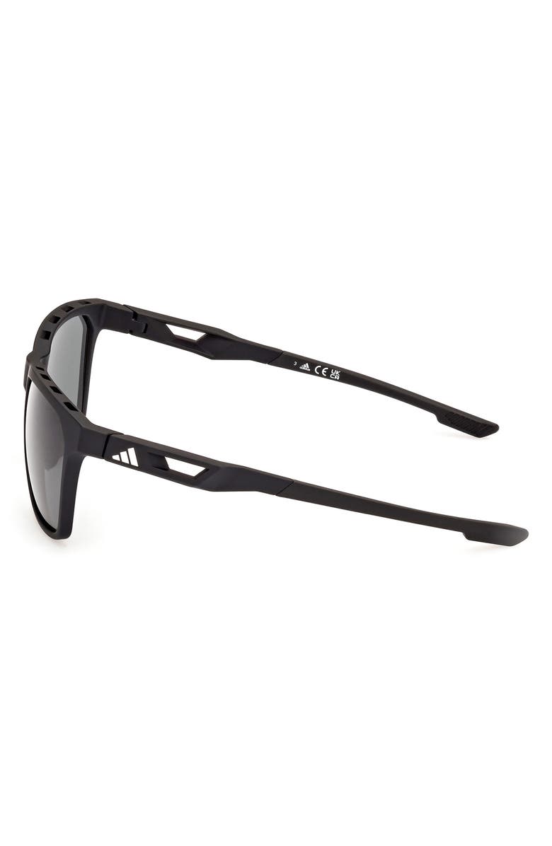 adidas 55mm Navigator Sunglasses, Alternate, color, Matte Black / Green