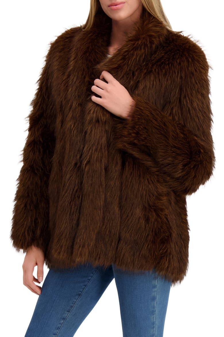 Fur-Free Fox (Faux Fur) Jacket, Alternate, color, BROWN MULTI