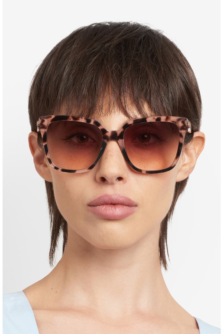 kiya 56mm square sunglasses, Alternate, color, PINK HAVANA/ BROWN PINK SF