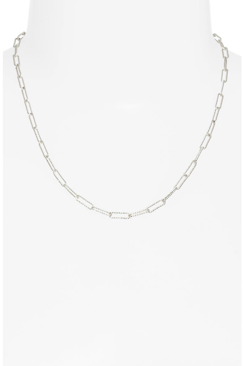 Demi Fine Faceted Paper Clip Chain Necklace, Alternate, color, STERLING SILVER PLATED