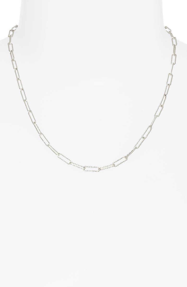 Nordstrom Demi Fine Faceted Paper Clip Chain Necklace, Alternate, color, Sterling Silver Plated