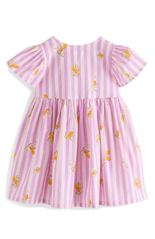 Next Kids' Stripe Cotton Button Front Dress In Purple
