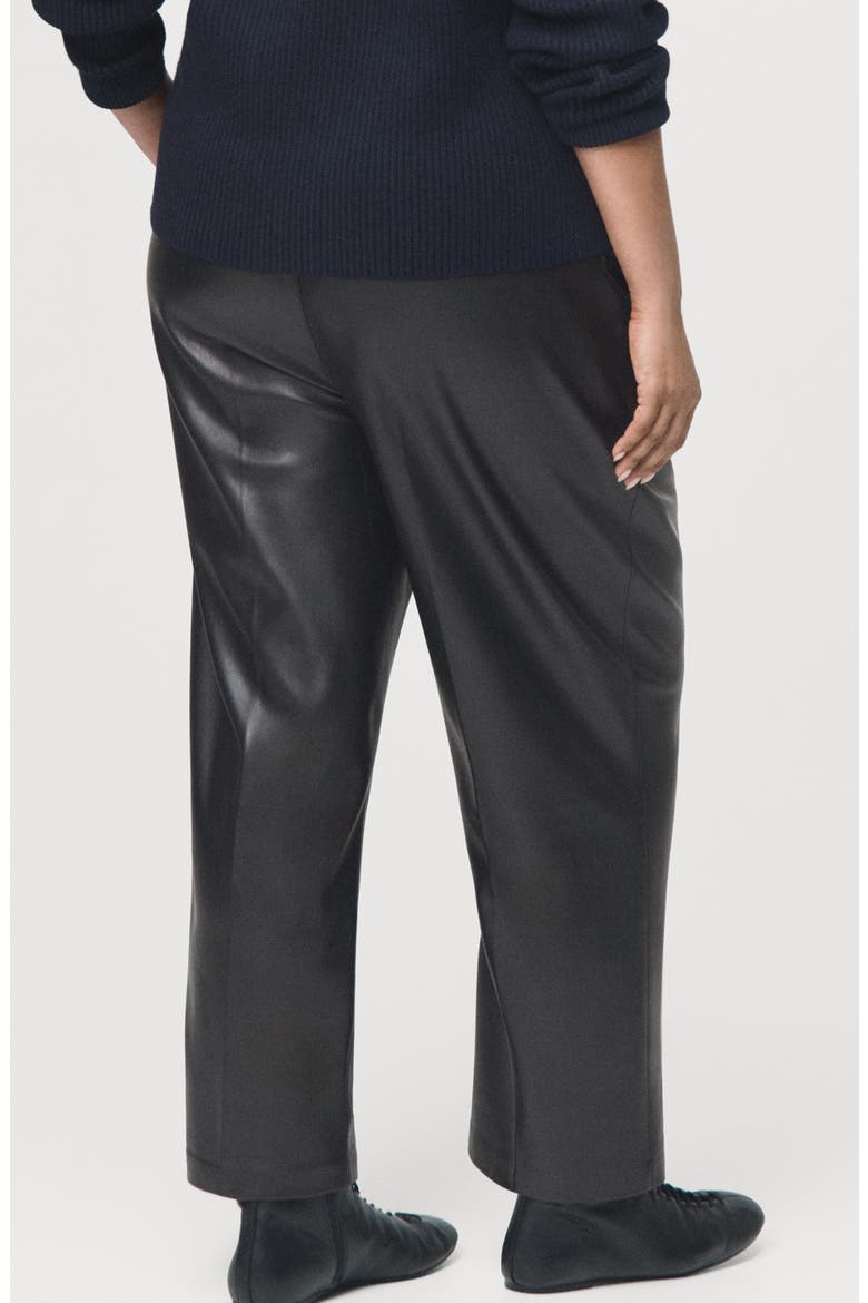 Faux Leather Drawstring Pants, Alternate, color, BLACK