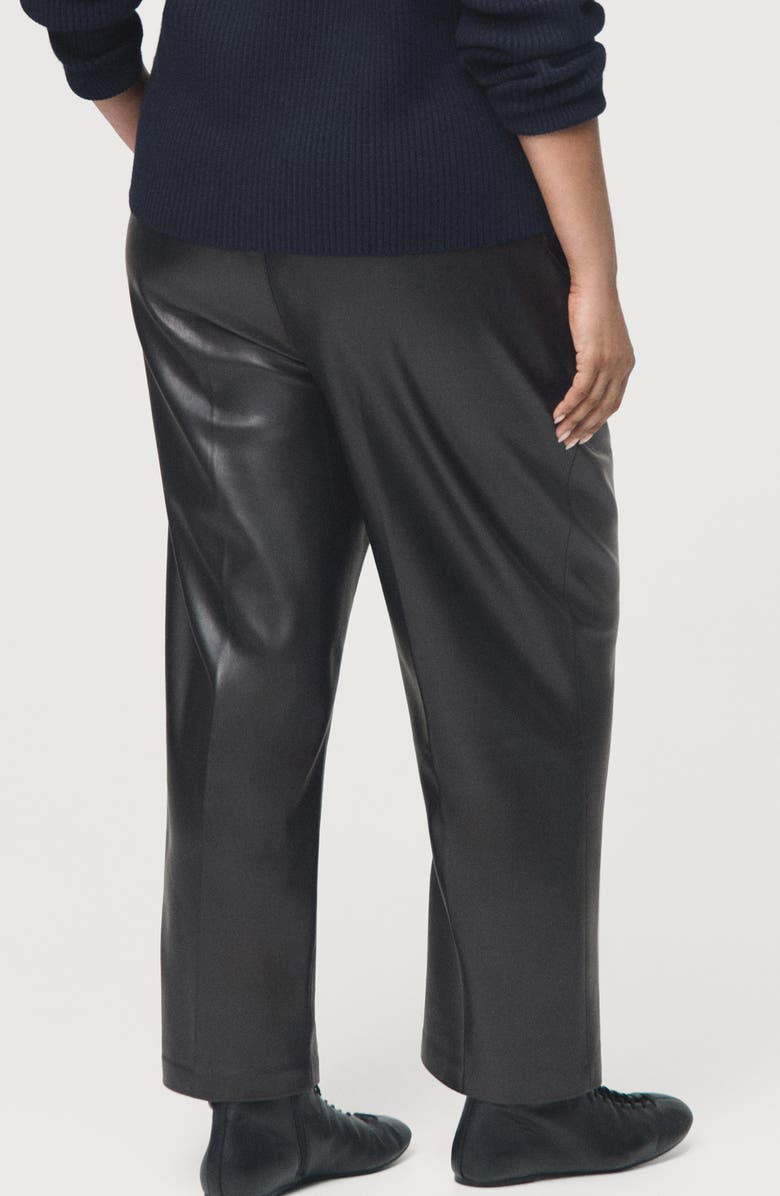 MANGO Faux Leather Drawstring Pants, Alternate, color, Black