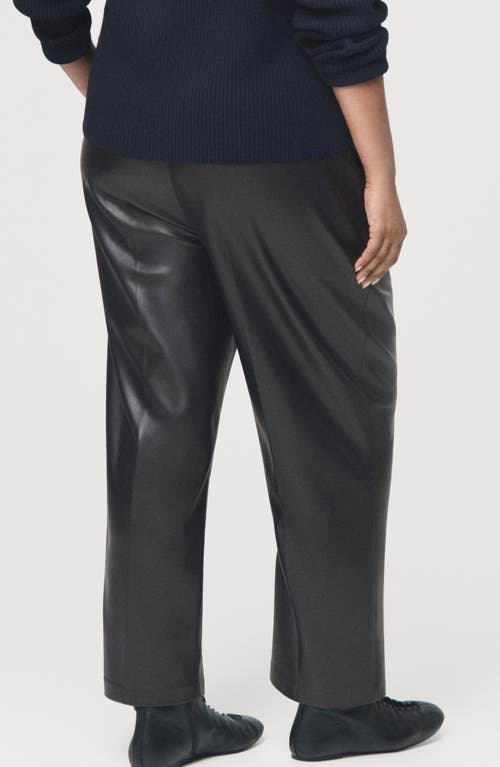 Mango Faux Leather Drawstring Pants In Black