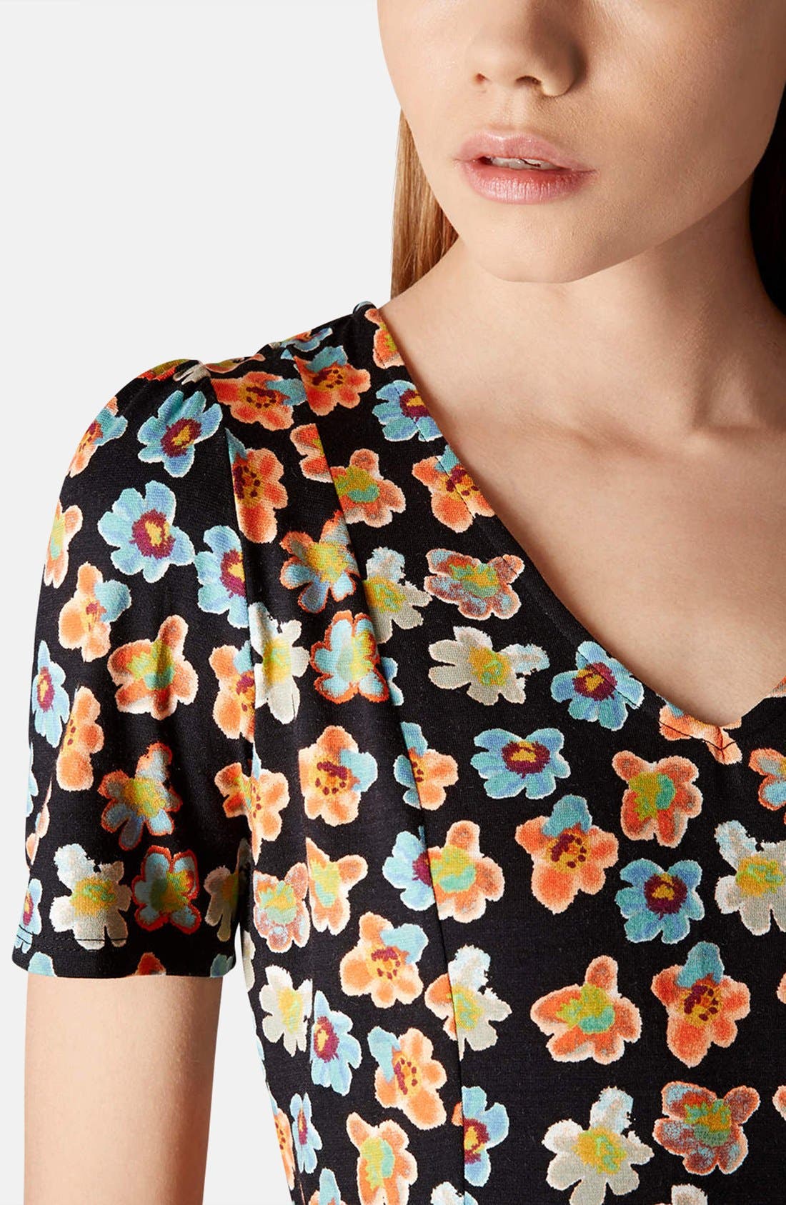 Topshop 'Happy' Floral Jersey Tea Dress (Women) | Nordstrom