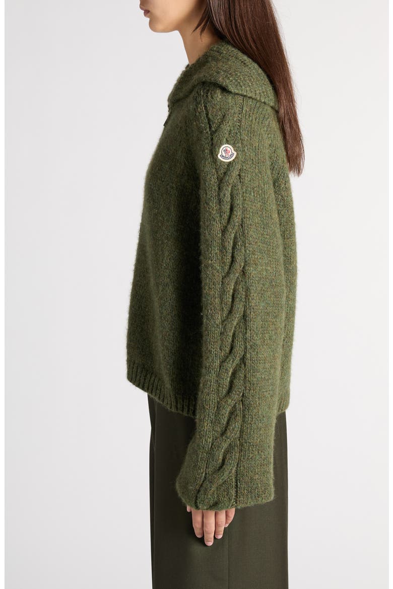 Alpaca Blend Zip Cardigan, Alternate, color, GREEN