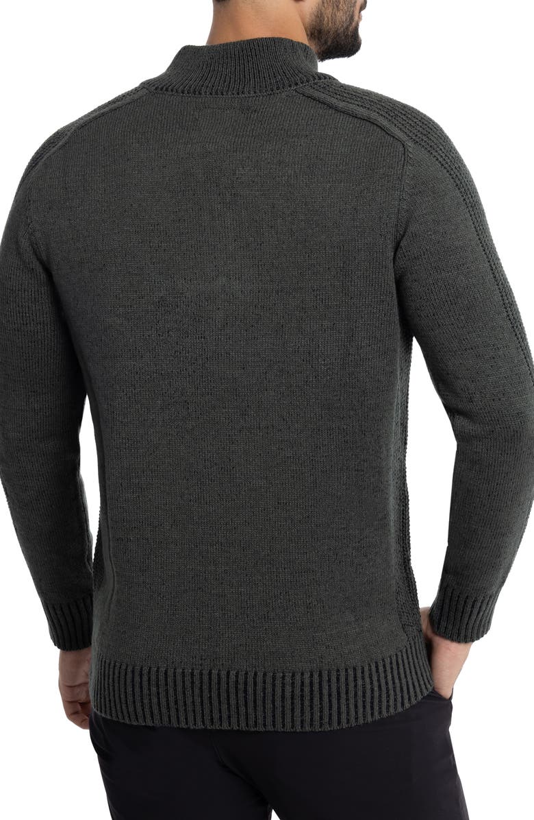 XRAY Quarter Zip Marble Knit Sweater, Alternate, color, Olive Marble