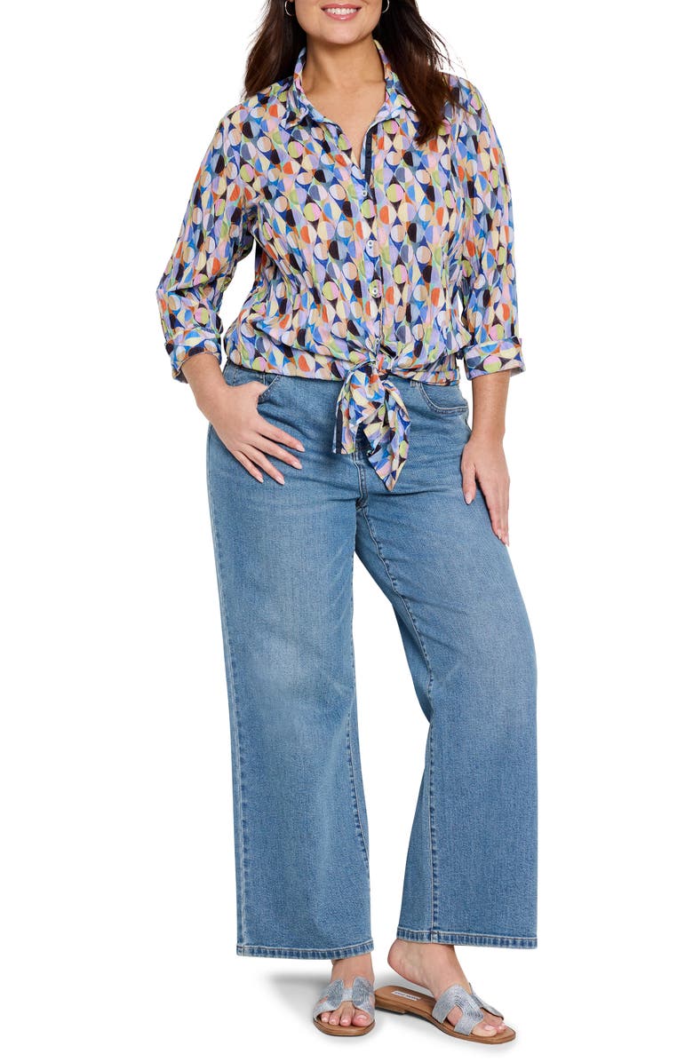 NIC+ZOE Social Circles Crinkle Shirt, Alternate, color, Blue Multi