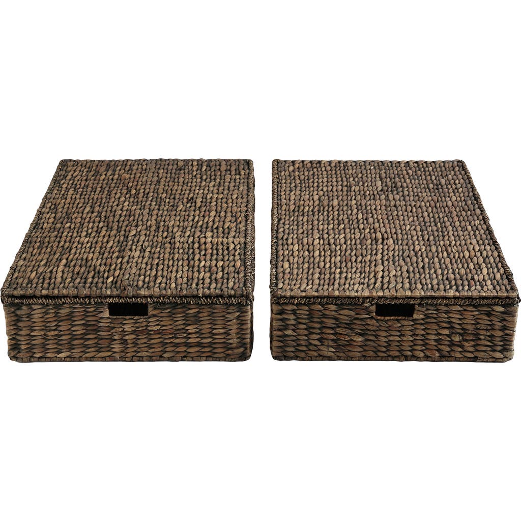Happimess Holden 30" Classic Costal Hand-woven Hyacinth Wicker Under Bed Storage Basket With Lid In Brown
