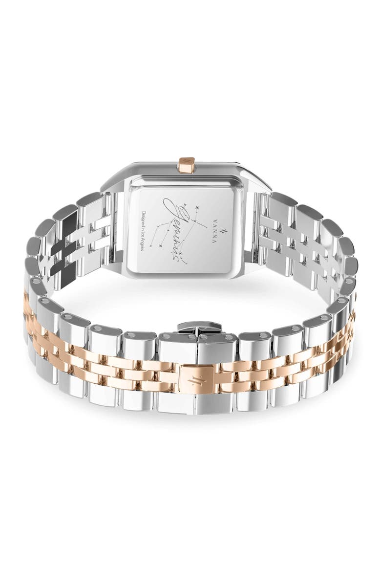 Geminus Double-Gemstone Watch, Alternate, color, White Pearl/Quartz-Two Tone