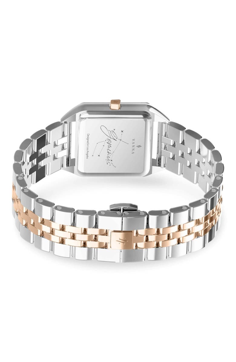 VANNA Geminus Double-Gemstone Watch, Alternate, color, White Pearl/Quartz-Two Tone