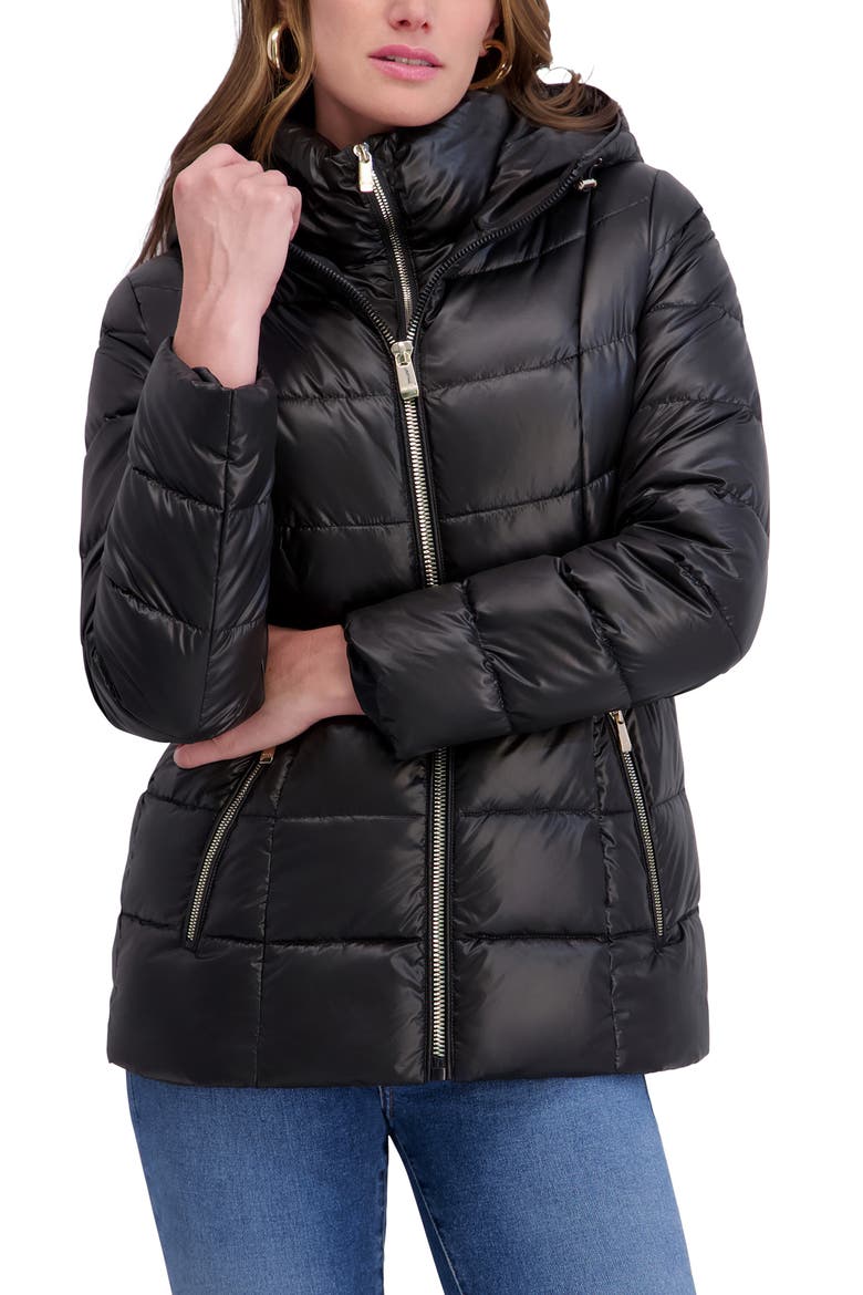 Hooded Puffer Jacket, Alternate, color, BLACK