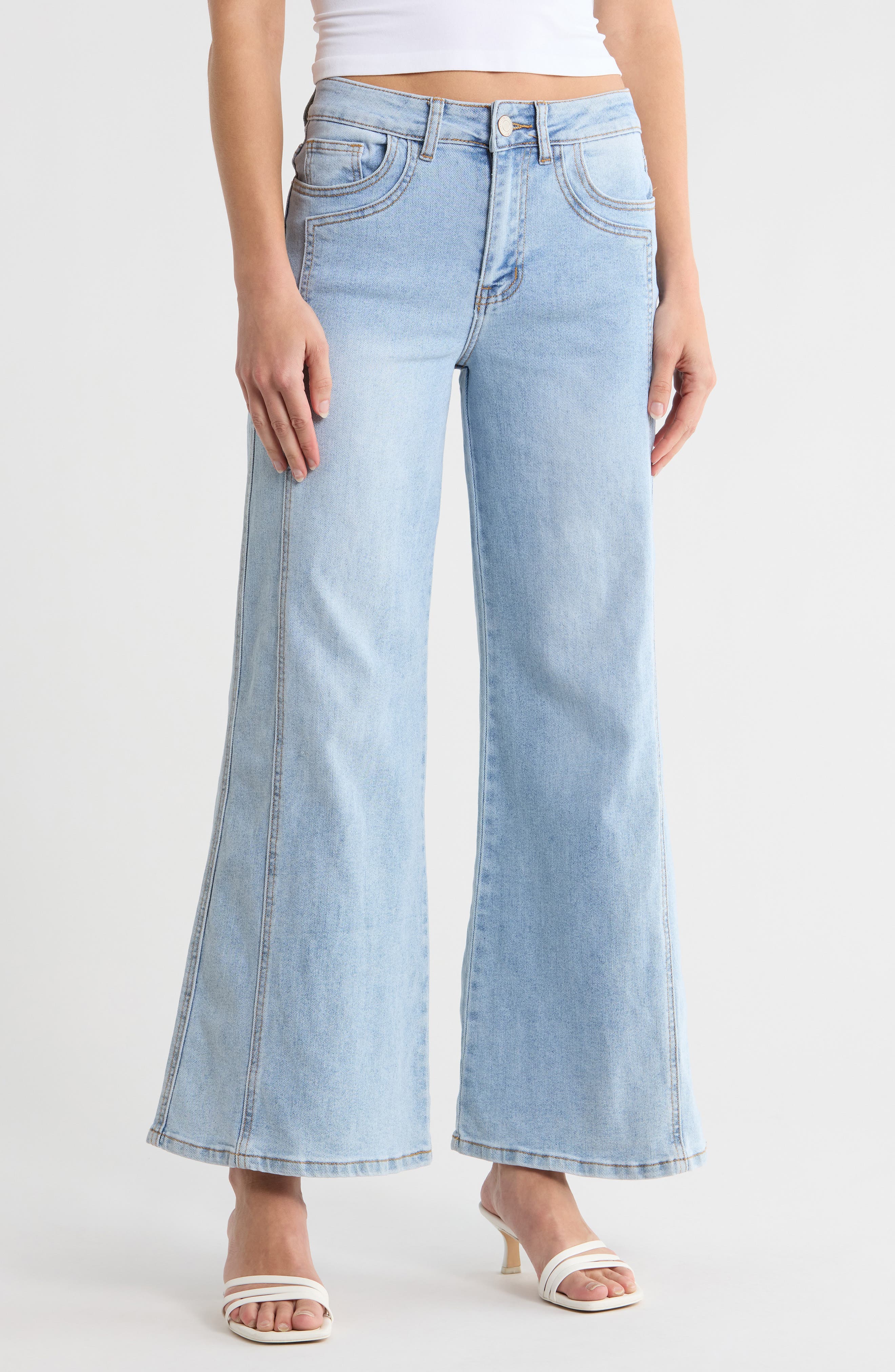 FLYING ANGEL Seam Detail Wide Leg Jeans
