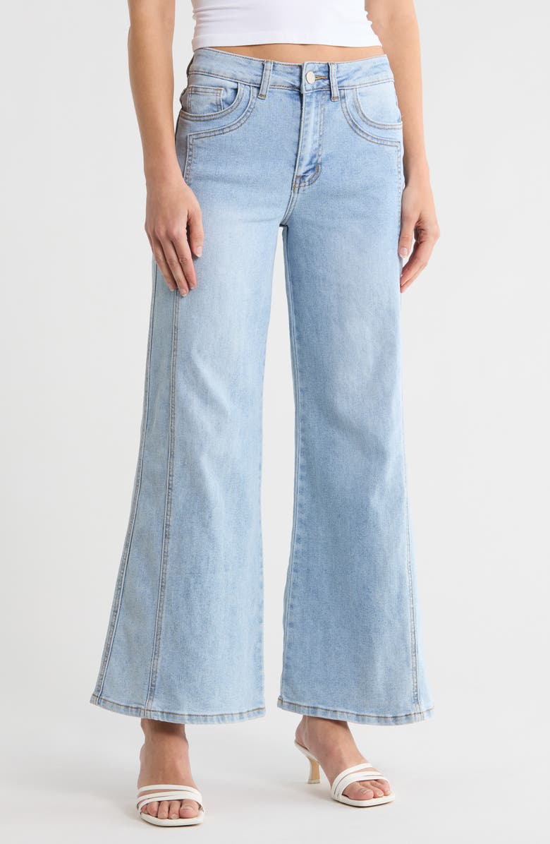 FLYING ANGEL Seam Detail Wide Leg Jeans, Main, color, Light Wash