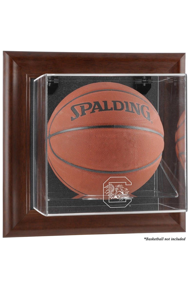 FANATICS AUTHENTIC South Carolina Gamecocks Brown Framed Wall-Mountable Basketball Display Case, Main, color, 