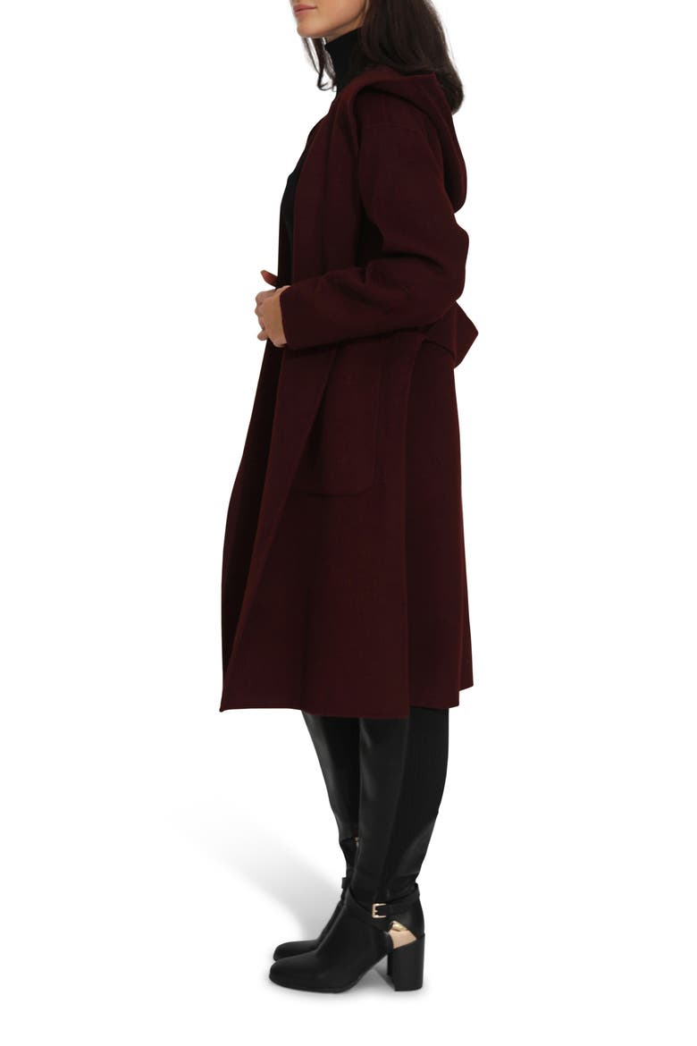 Walk This Way Oversized Hooded Wool Blend Coat, Alternate, color, BURGUNDY