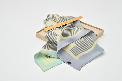 Lost Pattern Nyc "linear Language" Silk Bandana Scarf In Multi