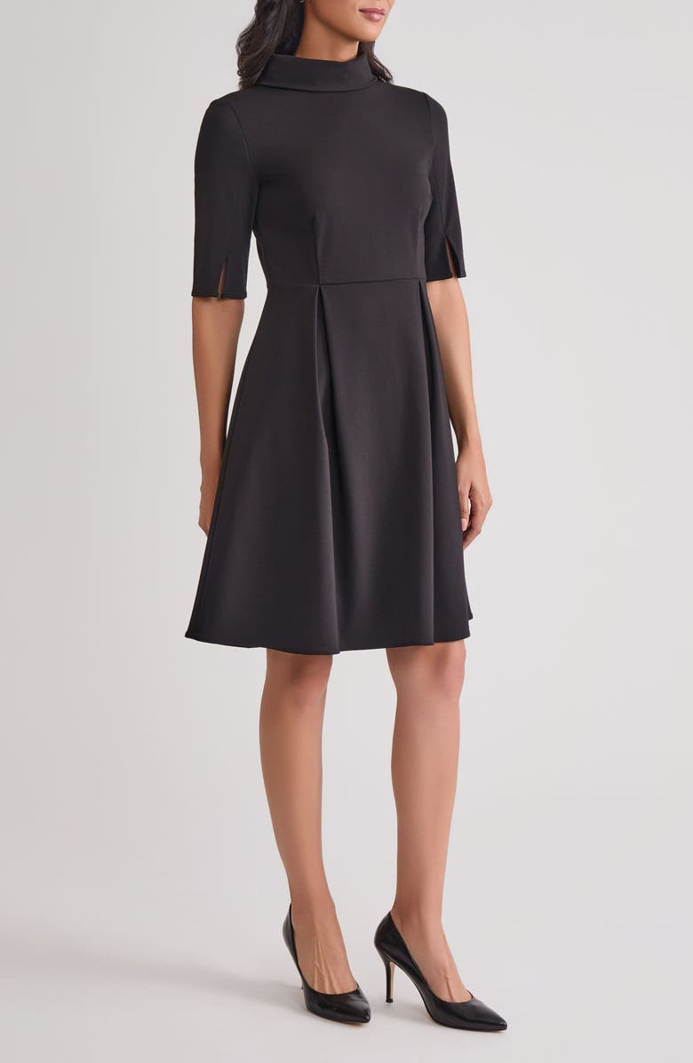 Misook Stretch Ponte Dress, Alternate, color, Black