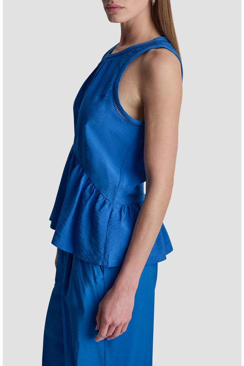 Ladder Lace Detail Sleeveless Top, Alternate, color, COBALT