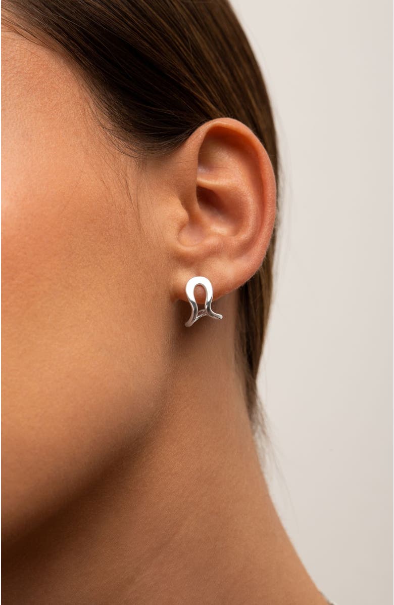 PIERETTI Cochi  Huggie Earrings, Alternate, color, Silver Plate