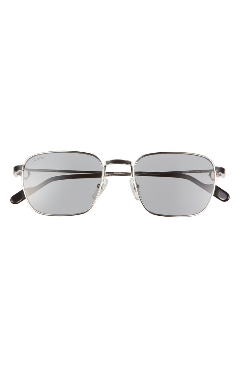 Cartier 54mm Rectangular Sunglasses, Main, color, Silver