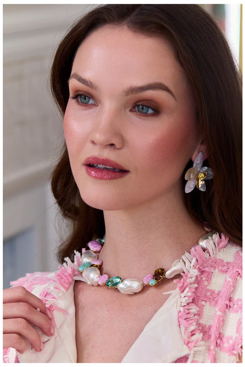 Worth Avenue Cluster Stone Collar Necklace, Alternate, color, SEAFOAM IRIS