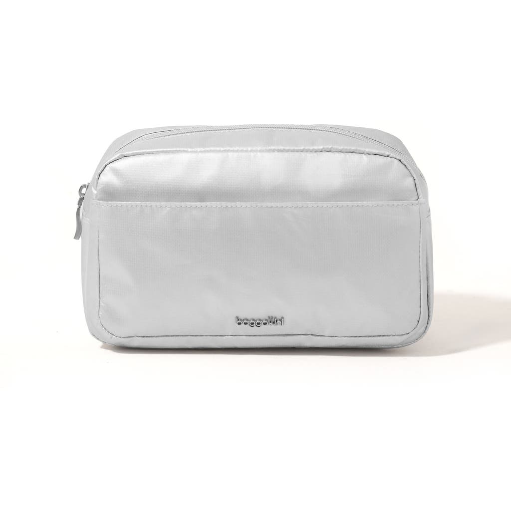 Baggallini Pocket Cosmetic Bag With Brush Organization In Silver