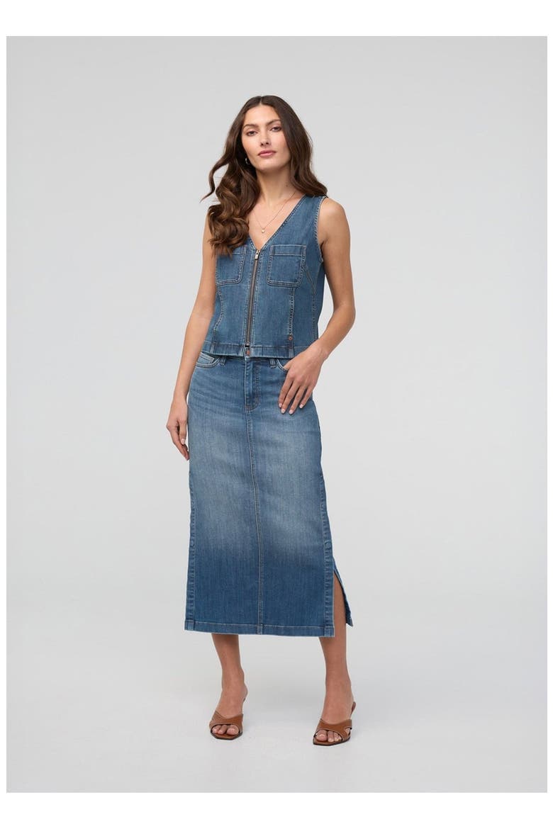 Performance Denim Zip Front Vest, Alternate, color, Blue-Ash