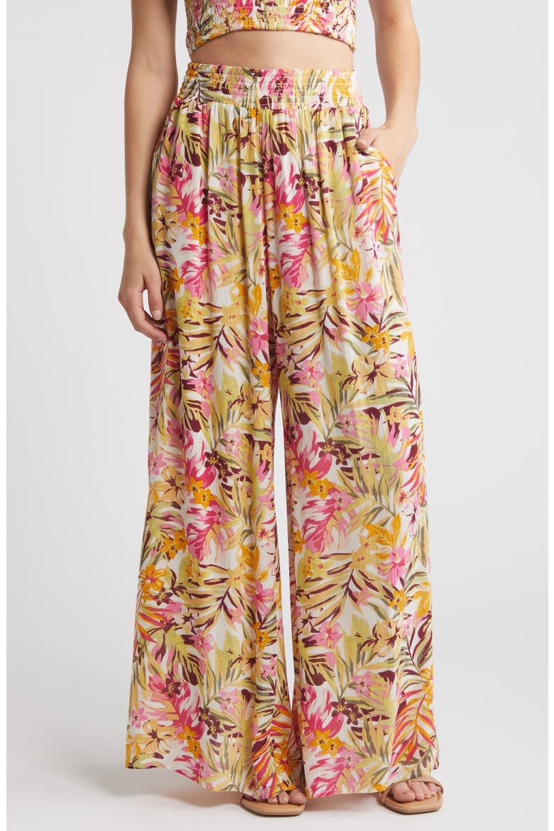 Copacabana Beach Cover-Up Pants, Main, color, YELLOW MULTI