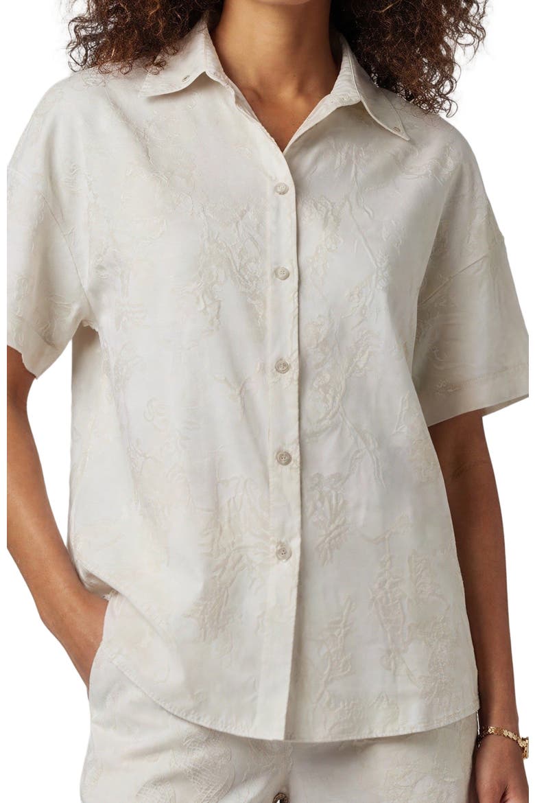 Paisley Explosion Womens Relaxed Linen Printed Shirt, Alternate, color, PAISLEY EXPLOSION IVORY
