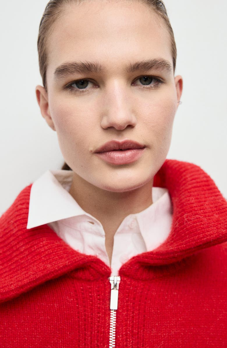 MANGO Zip-Front Cardigan, Alternate, color, Red