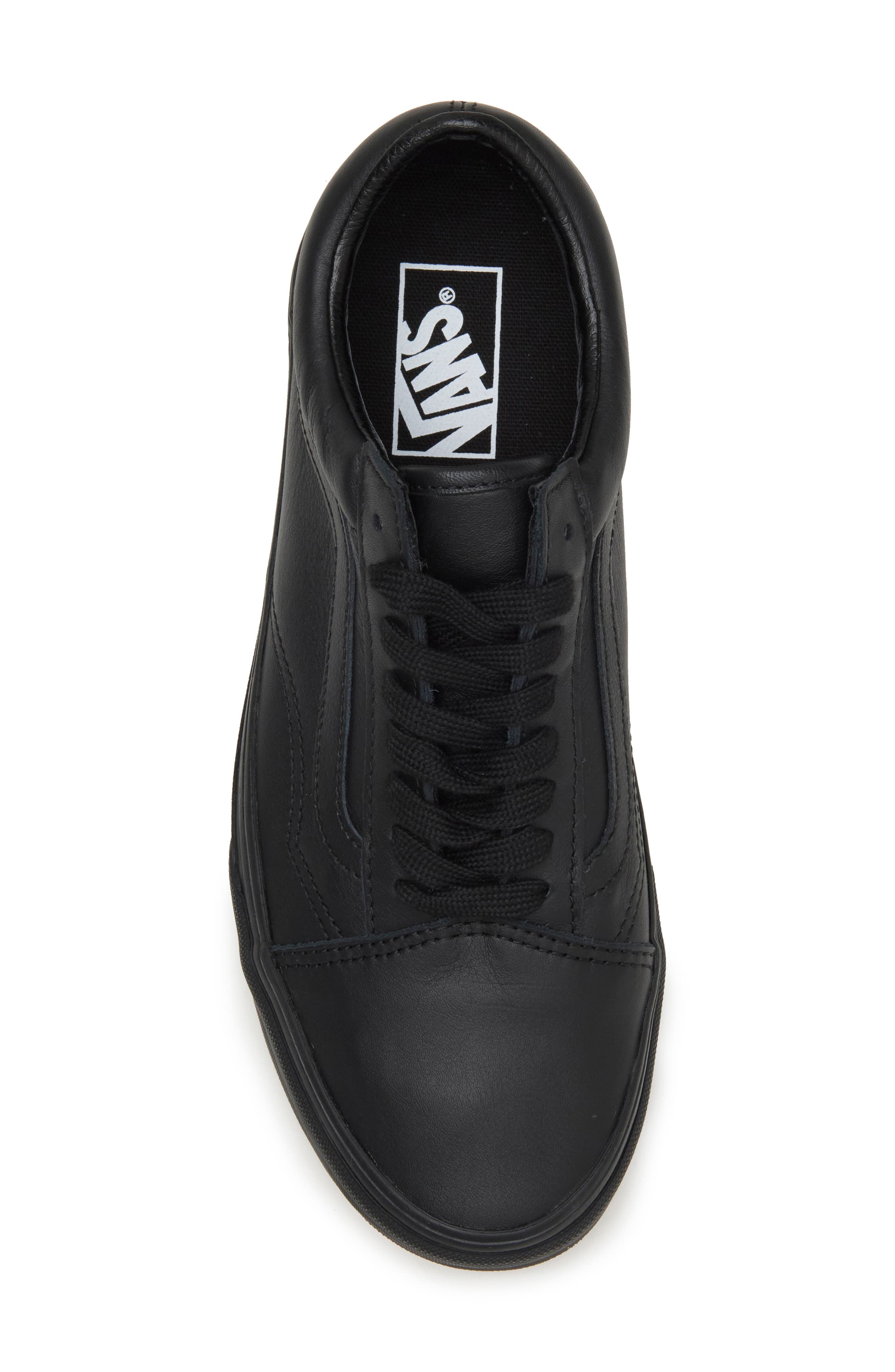 Old Skool Leather Sneaker, Alternate, color, BLACK/ BLACK