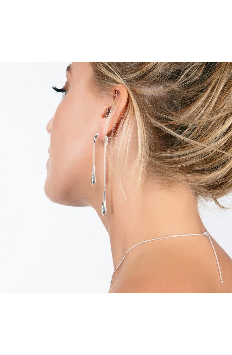 Lucy Quartermaine Double Drop Earrings Front and Back, Alternate, color, Sterling Silver