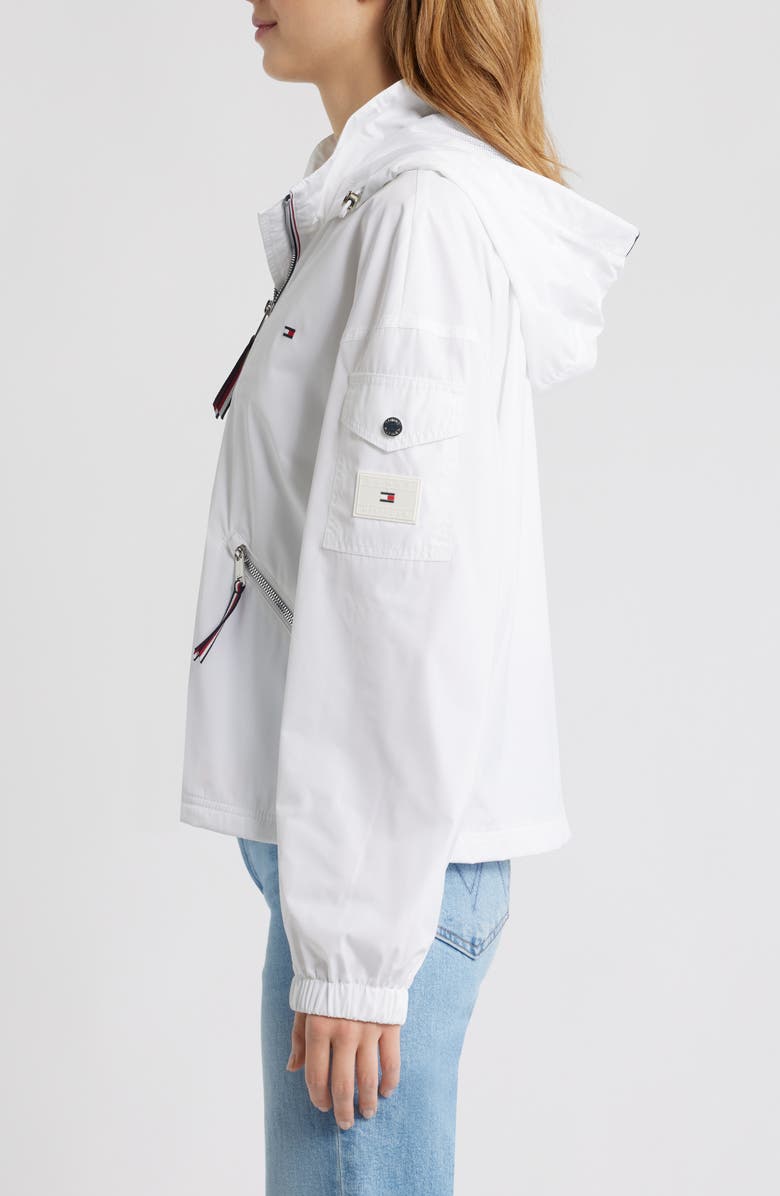 Tommy Hilfiger Hooded Windbreaker Jacket, Alternate, color, White