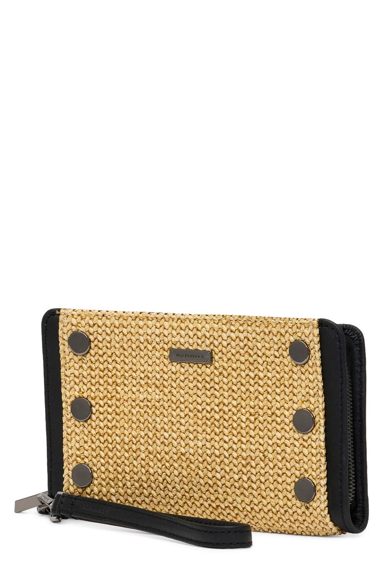Bryant Wallet, Main, color, NOIR SMOOTH RAFFIA/ GUNMETAL