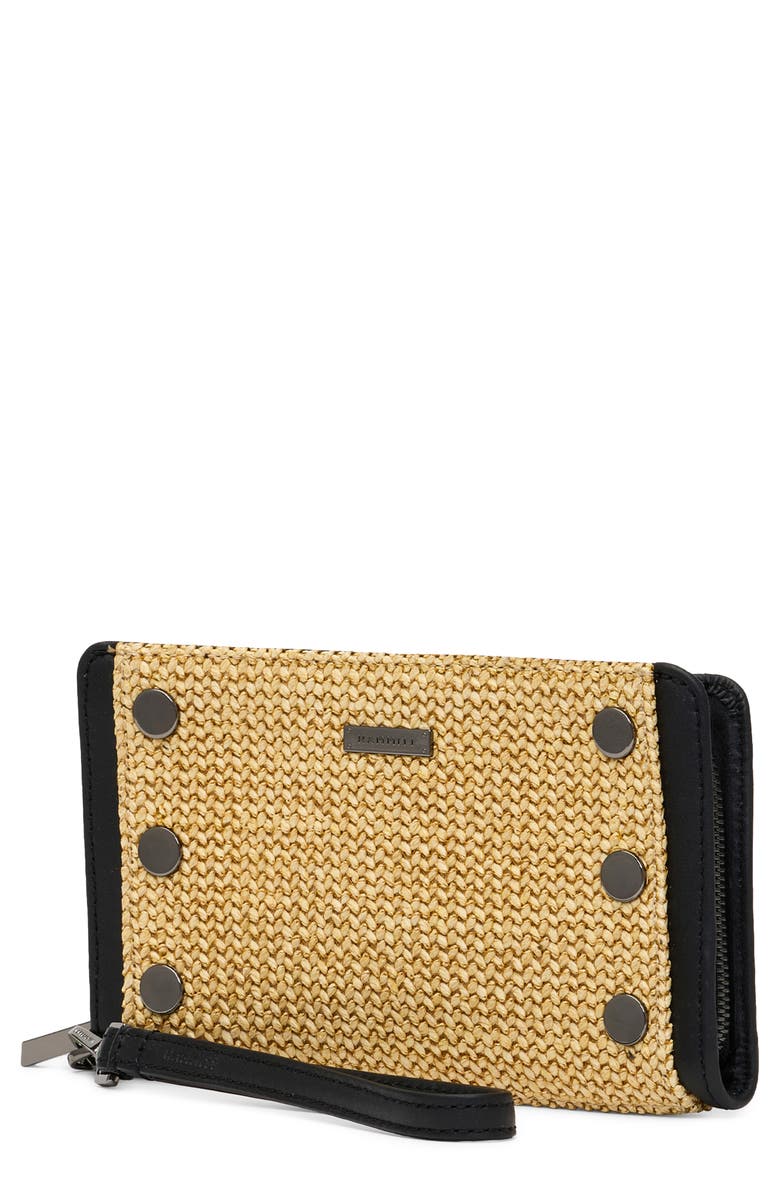 HAMMITT Bryant Wallet, Main, color, Noir Smooth Raffia/ Gunmetal