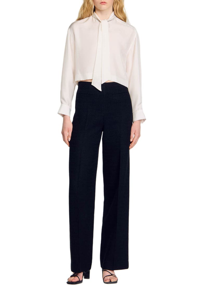 Cropped silk shirt, Alternate, color, Ecru