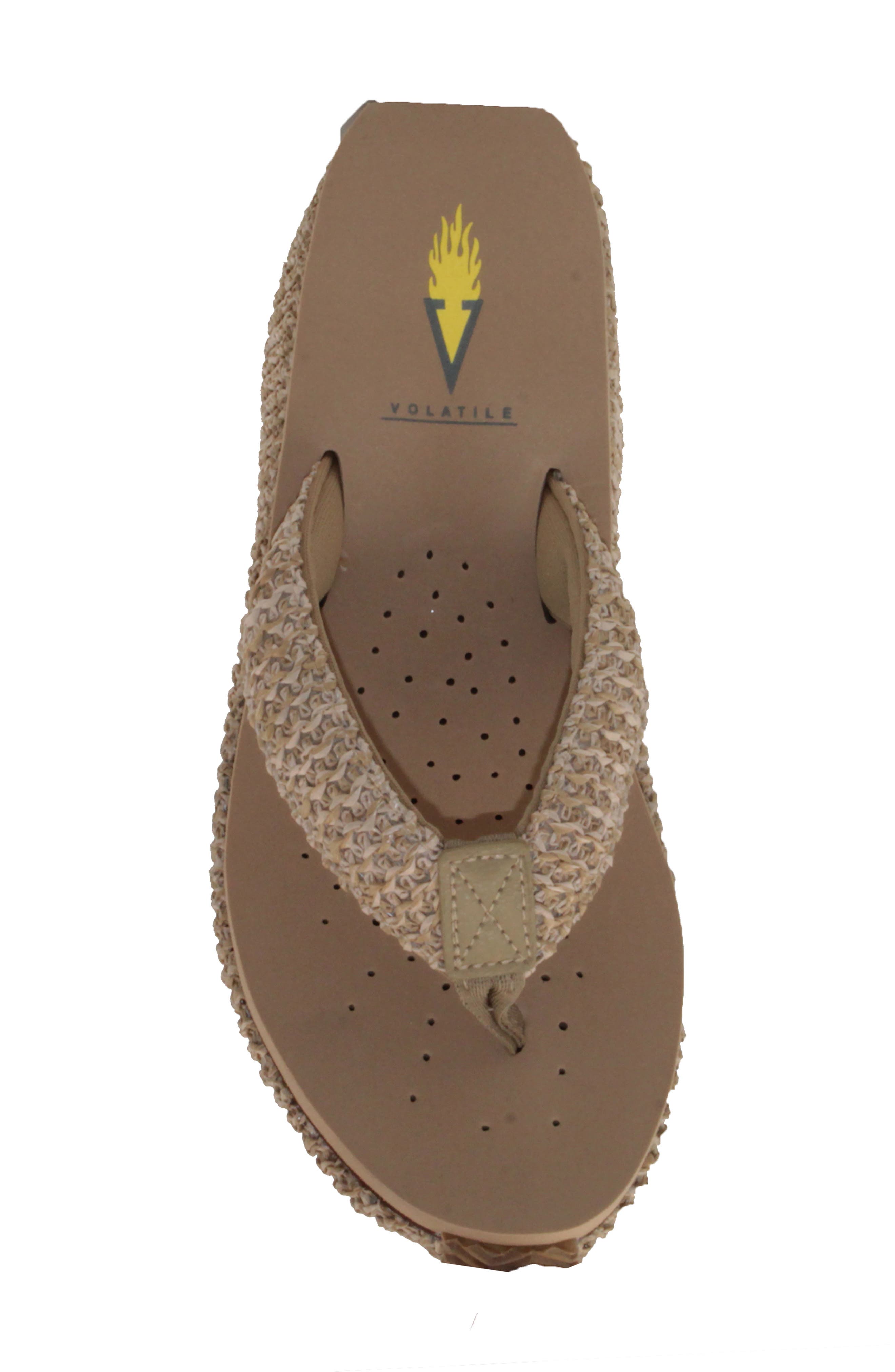 Volatile Island Platform Flip Flop, Alternate, color, Natural Raffia Fabric