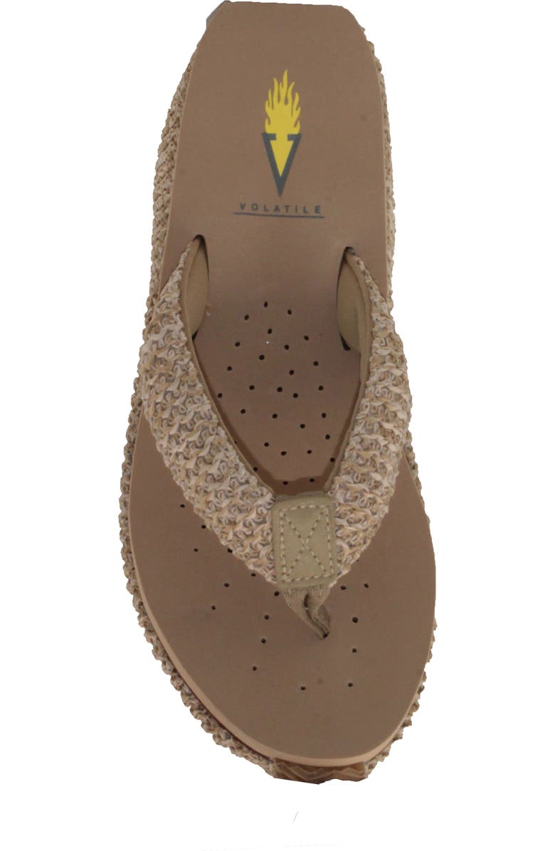 Volatile Island Platform Flip Flop, Alternate, color, Natural Raffia Fabric