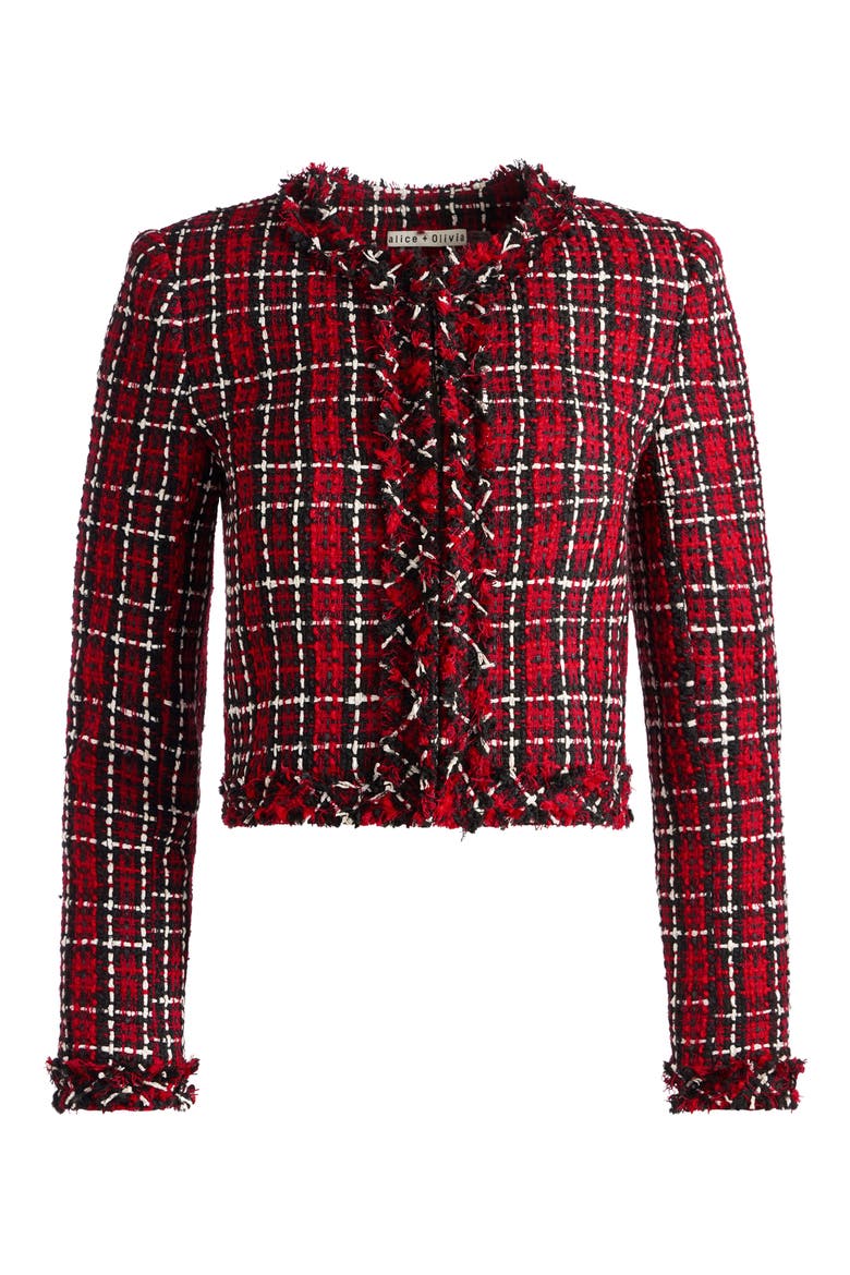 Tweed Jacket, Alternate, color, SCHOOLGIRL PLAID BRIGHT RUBY