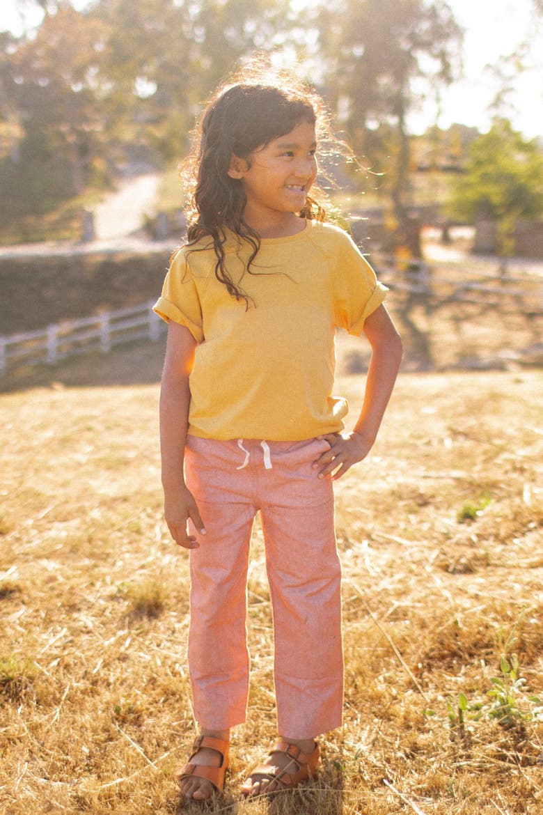 Kids’ Jules Organic Cotton Twill Pants, Alternate, color, Orange Chambray
