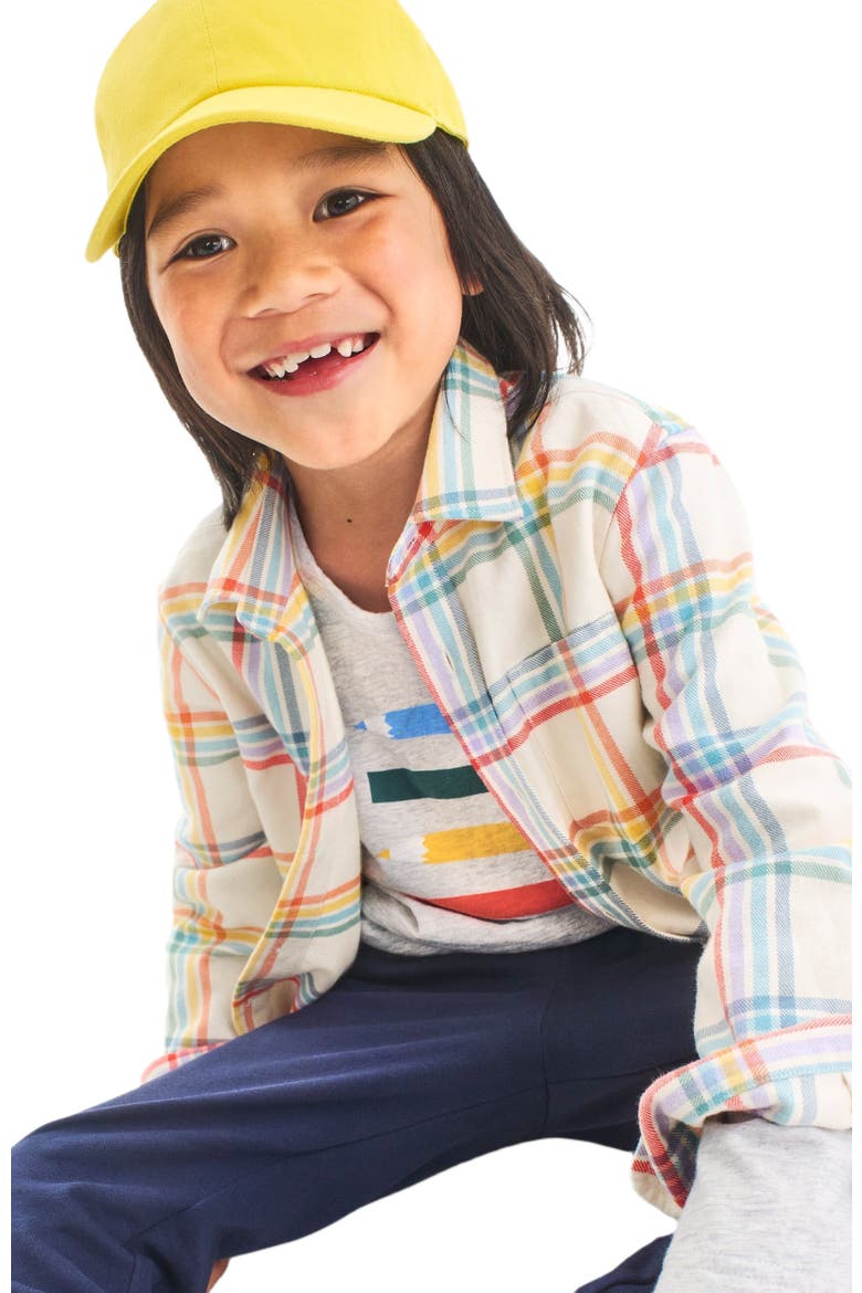 Kids Long Sleeve Rainbow Flannel Button Down, Alternate, color, Rainbow Plaid