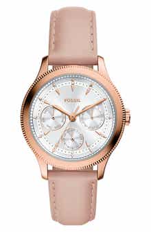 Fossil Brynn Multifunction Leather Strap Watch, 38mm